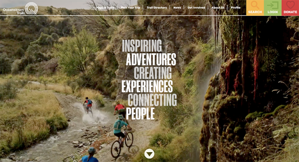 Queenstown Trails website screenshot