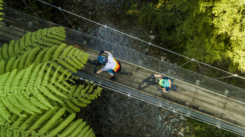 Queen Charlotte Track biking swingbridge MH (2)